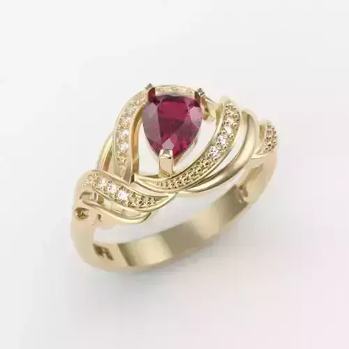 Women Ring with gems and diamonds design 3dm stl vintage 3D print model