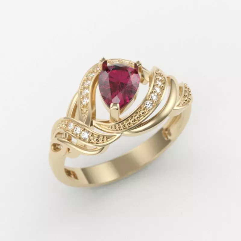 Women Ring with gems and diamonds design 3dm stl vintage 3D print model_0