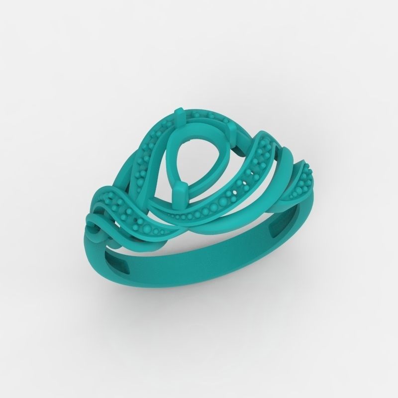 Women Ring with gems and diamonds design 3dm stl vintage 3D print model_16