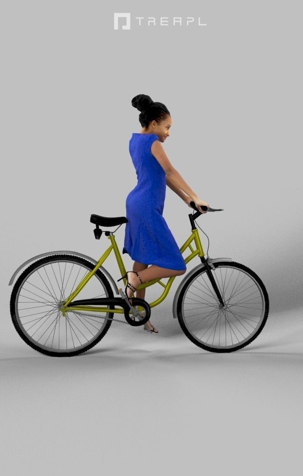 Scanned Man Woman Bike Bicycle Foreground People Volume 01 3D Model Collection_36