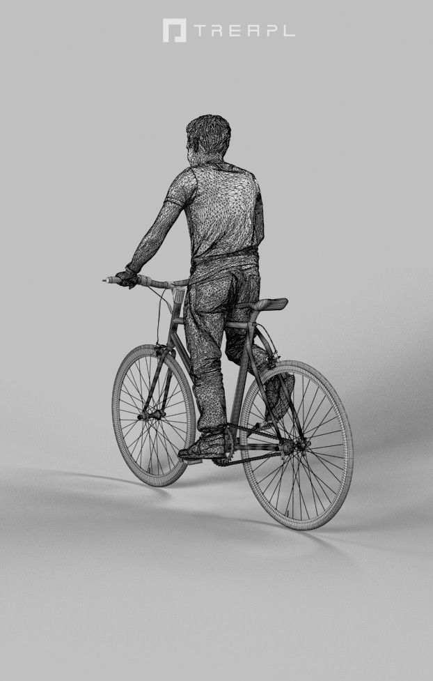 Scanned Man Woman Bike Bicycle Foreground People Volume 01 3D Model Collection_62