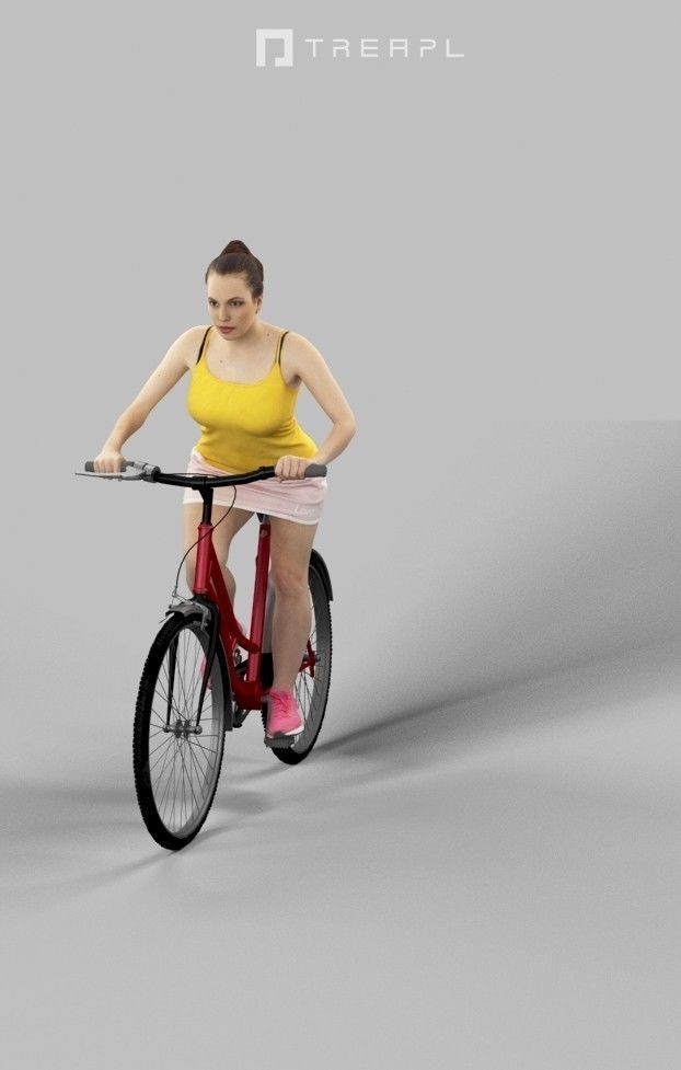 Scanned Man Woman Bike Bicycle Foreground People Volume 01 3D Model Collection_80