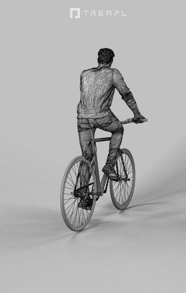 Scanned Man Woman Bike Bicycle Foreground People Volume 01 3D Model Collection_88