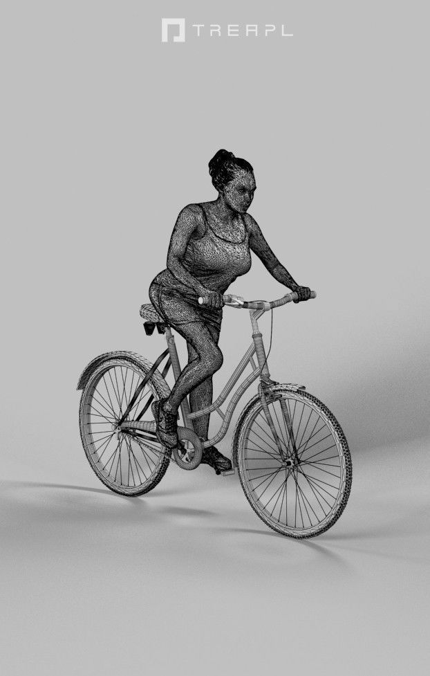 Scanned Man Woman Bike Bicycle Foreground People Volume 01 3D Model Collection_79
