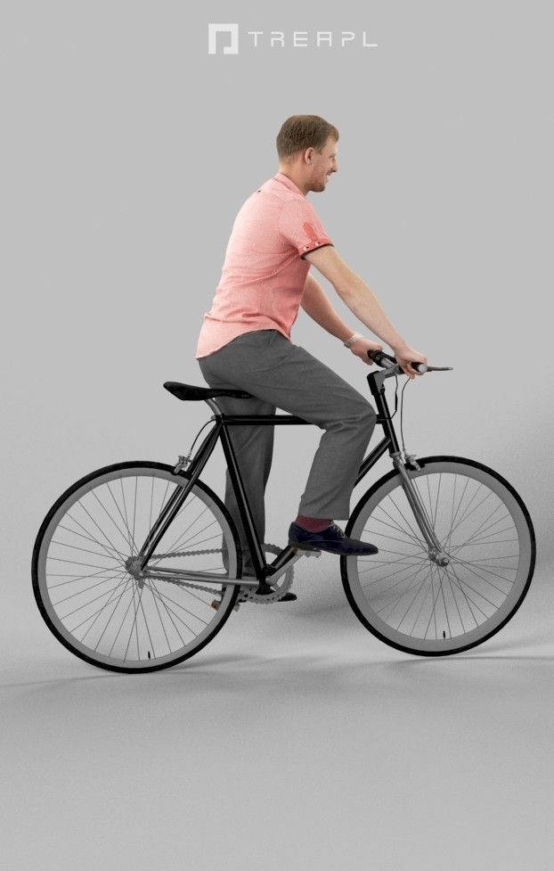 Scanned Man Woman Bike Bicycle Foreground People Volume 01 3D Model Collection_24