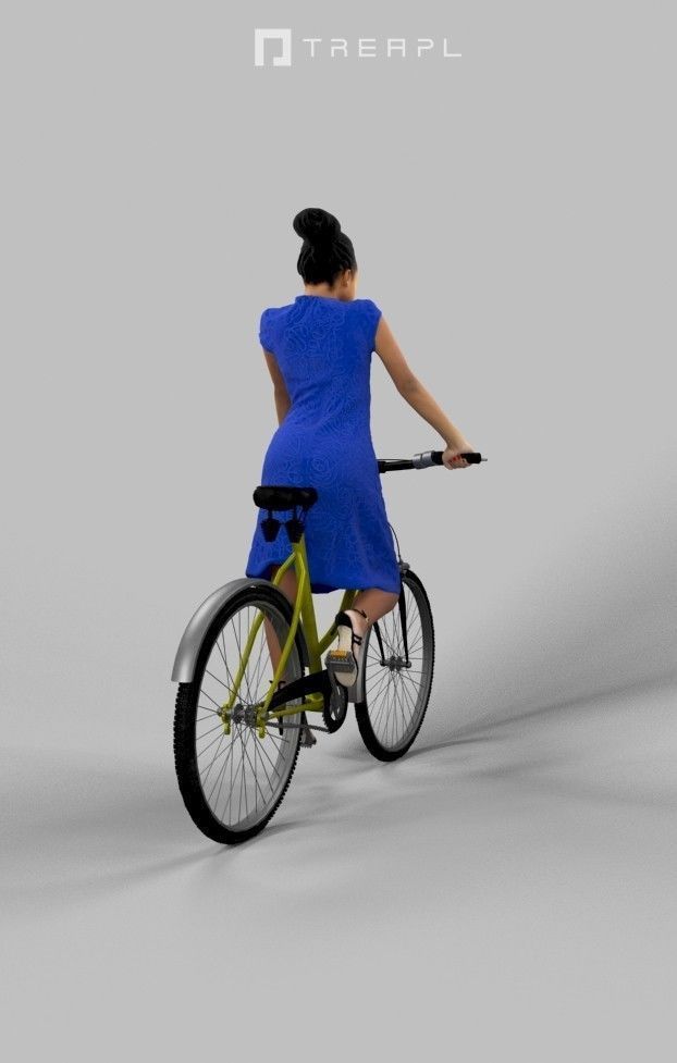 Scanned Man Woman Bike Bicycle Foreground People Volume 01 3D Model Collection_34