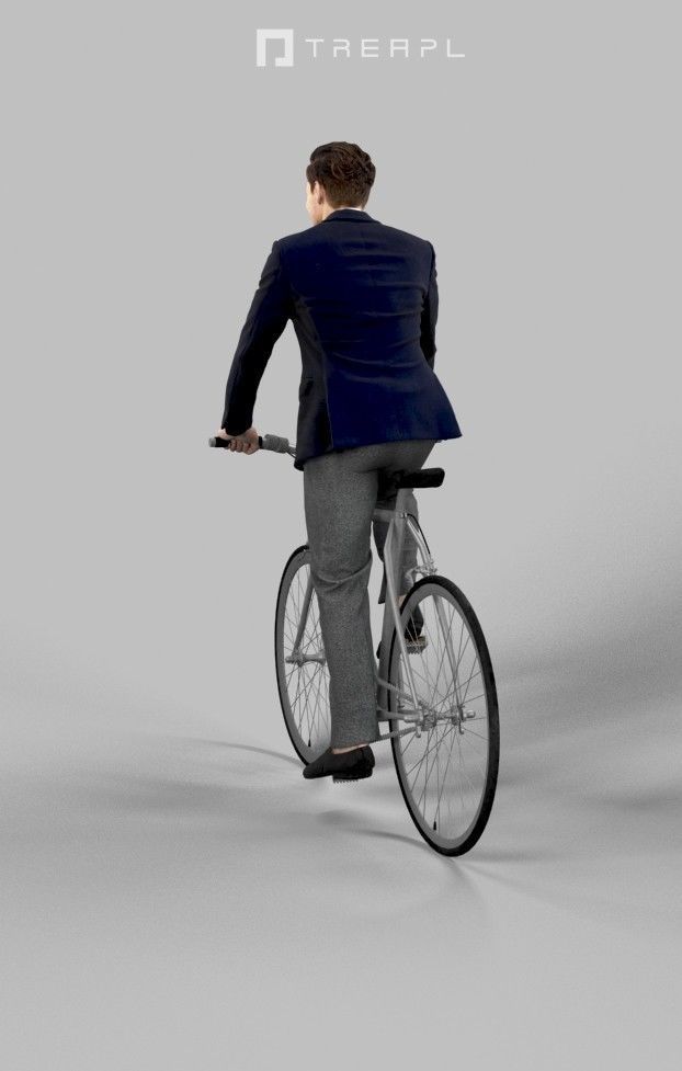 Scanned Man Woman Bike Bicycle Foreground People Volume 01 3D Model Collection_96