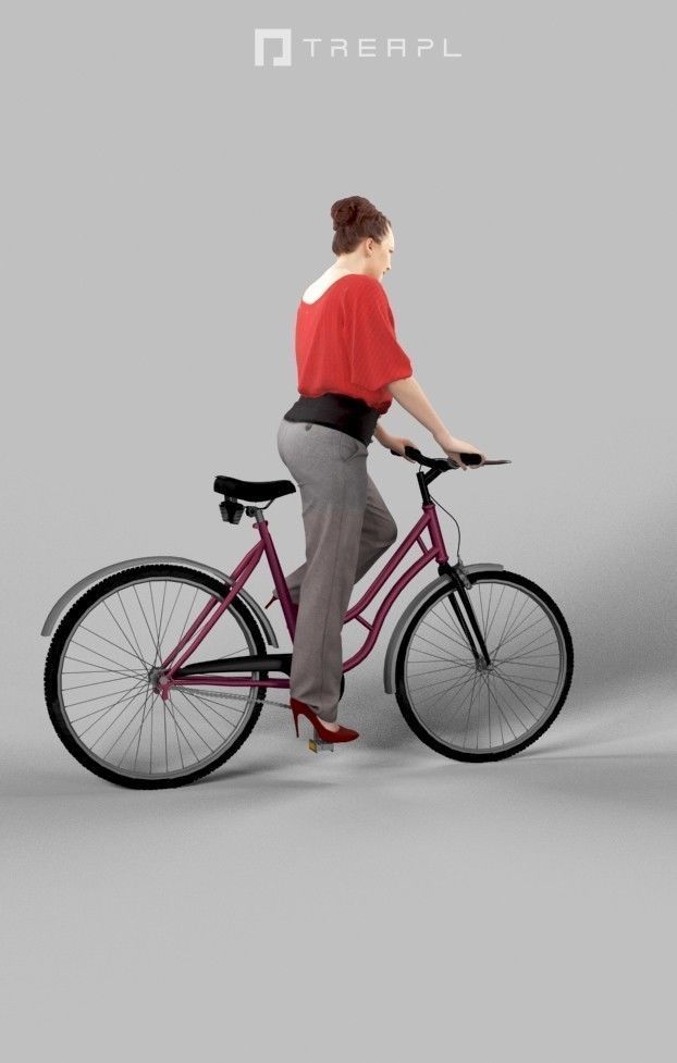 Scanned Man Woman Bike Bicycle Foreground People Volume 01 3D Model Collection_68