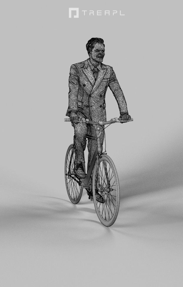 Scanned Man Woman Bike Bicycle Foreground People Volume 01 3D Model Collection_99