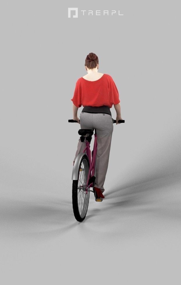 Scanned Man Woman Bike Bicycle Foreground People Volume 01 3D Model Collection_66