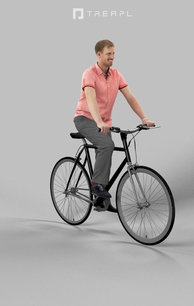 Scanned Man Woman Bike Bicycle Foreground People Volume 01 3D Model Collection_25