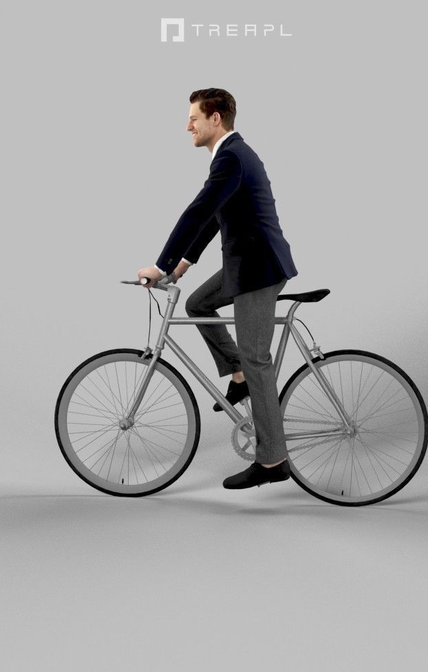 Scanned Man Woman Bike Bicycle Foreground People Volume 01 3D Model Collection_101