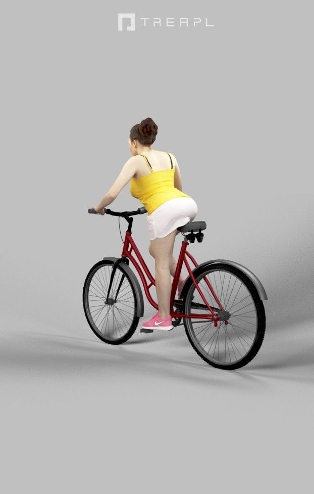 Scanned Man Woman Bike Bicycle Foreground People Volume 01 3D Model Collection_78