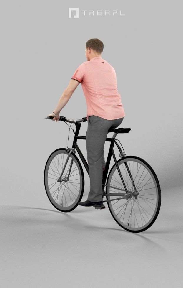 Scanned Man Woman Bike Bicycle Foreground People Volume 01 3D Model Collection_29