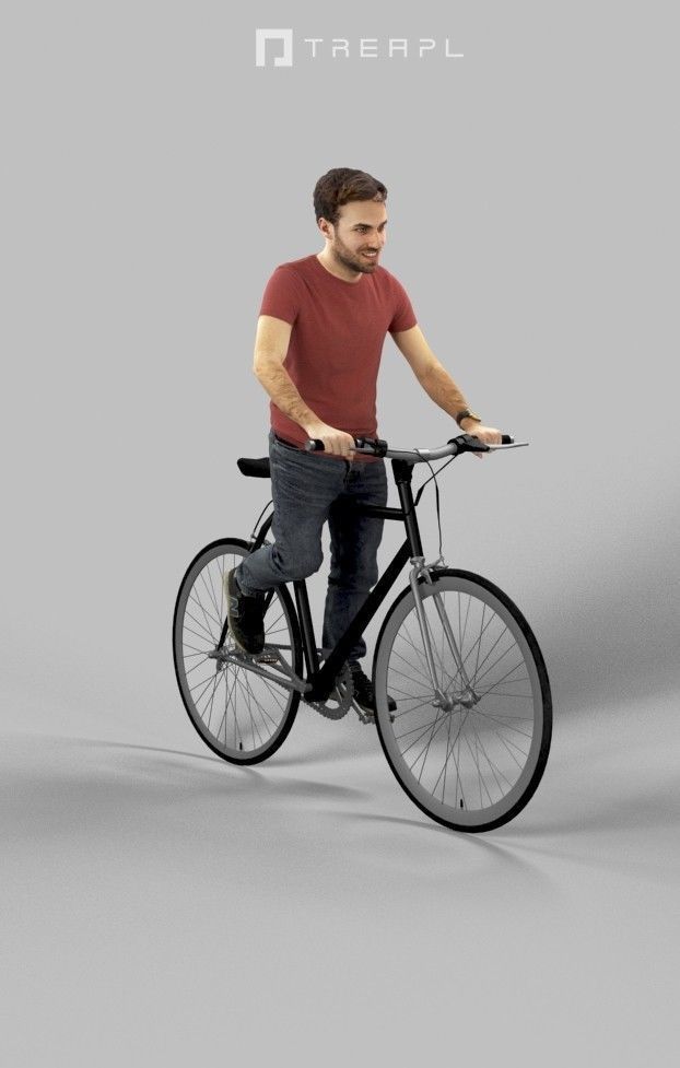 Scanned Man Woman Bike Bicycle Foreground People Volume 01 3D Model Collection_55