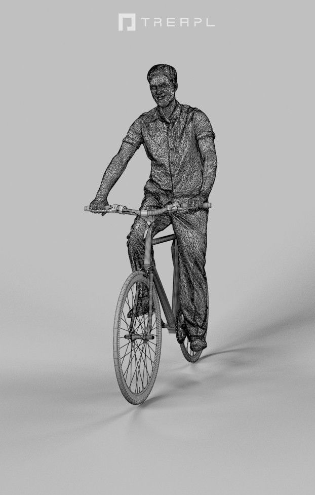 Scanned Man Woman Bike Bicycle Foreground People Volume 01 3D Model Collection_27