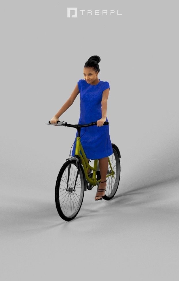 Scanned Man Woman Bike Bicycle Foreground People Volume 01 3D Model Collection_35