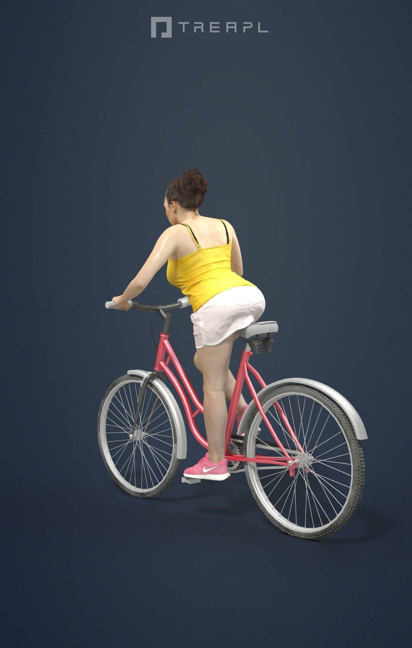 Scanned Man Woman Bike Bicycle Foreground People Volume 01 3D Model Collection_84