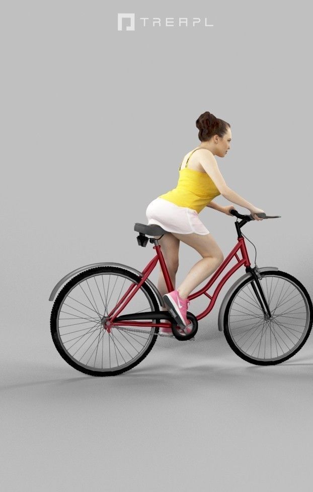 Scanned Man Woman Bike Bicycle Foreground People Volume 01 3D Model Collection_76