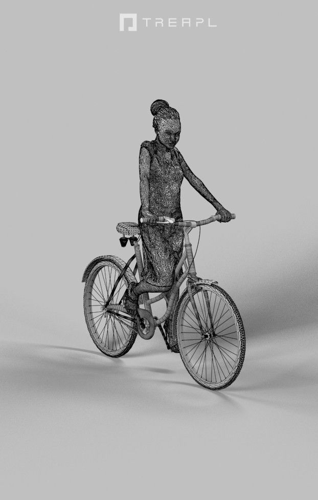 Scanned Man Woman Bike Bicycle Foreground People Volume 01 3D Model Collection_39