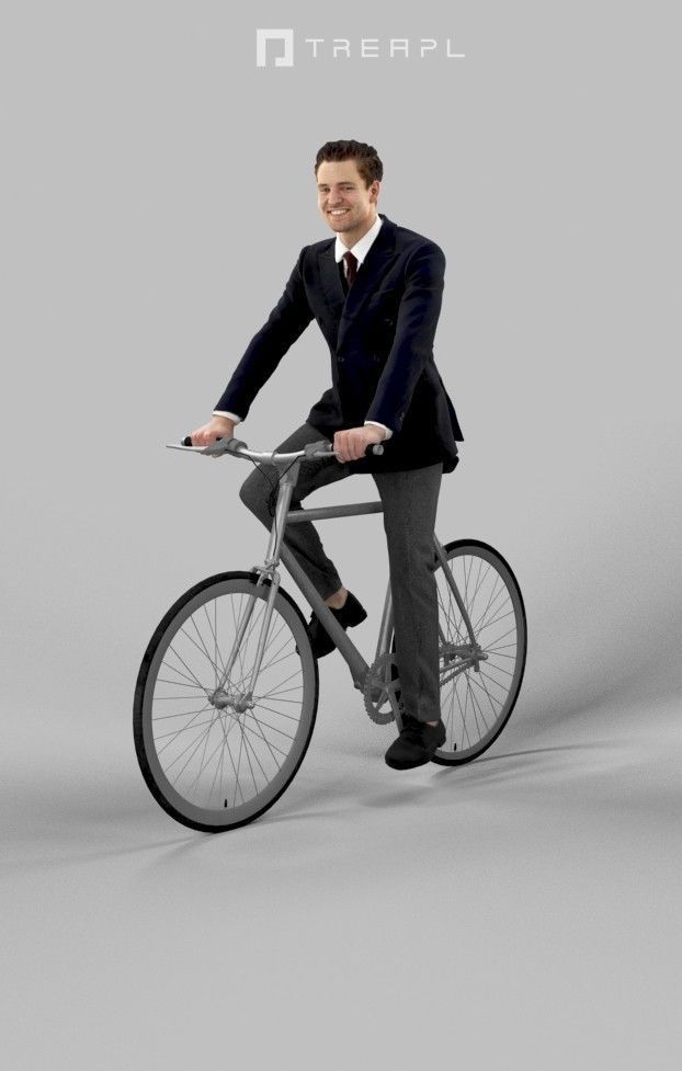 Scanned Man Woman Bike Bicycle Foreground People Volume 01 3D Model Collection_102