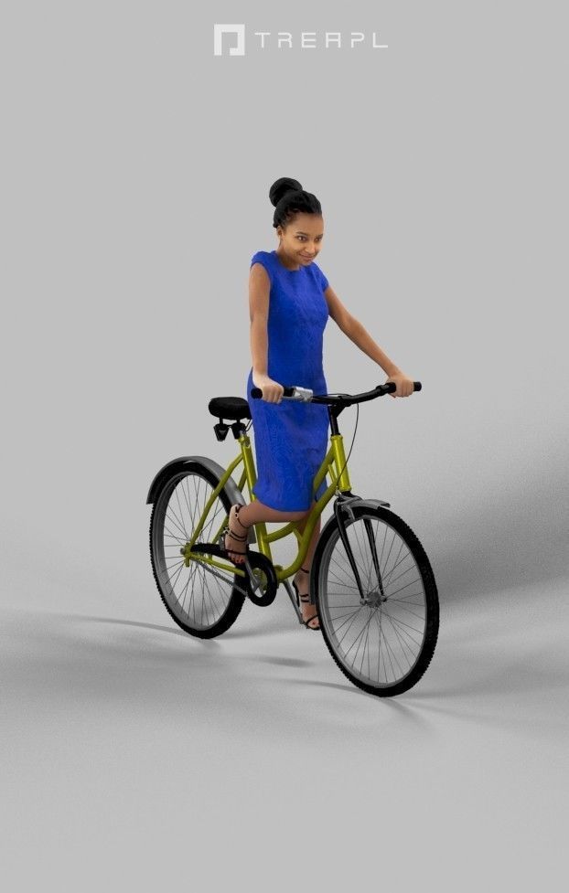 Scanned Man Woman Bike Bicycle Foreground People Volume 01 3D Model Collection_33