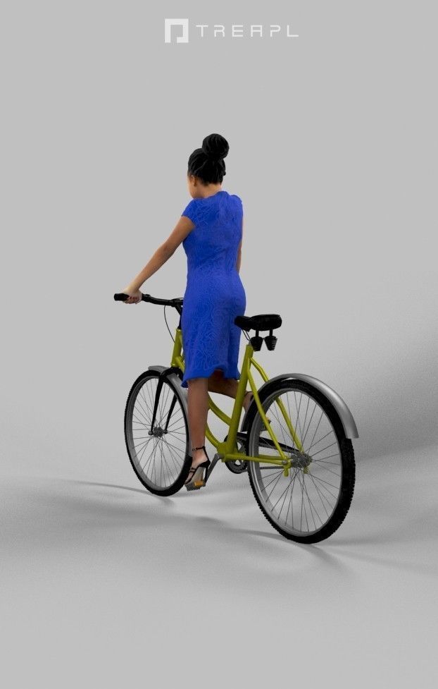 Scanned Man Woman Bike Bicycle Foreground People Volume 01 3D Model Collection_37