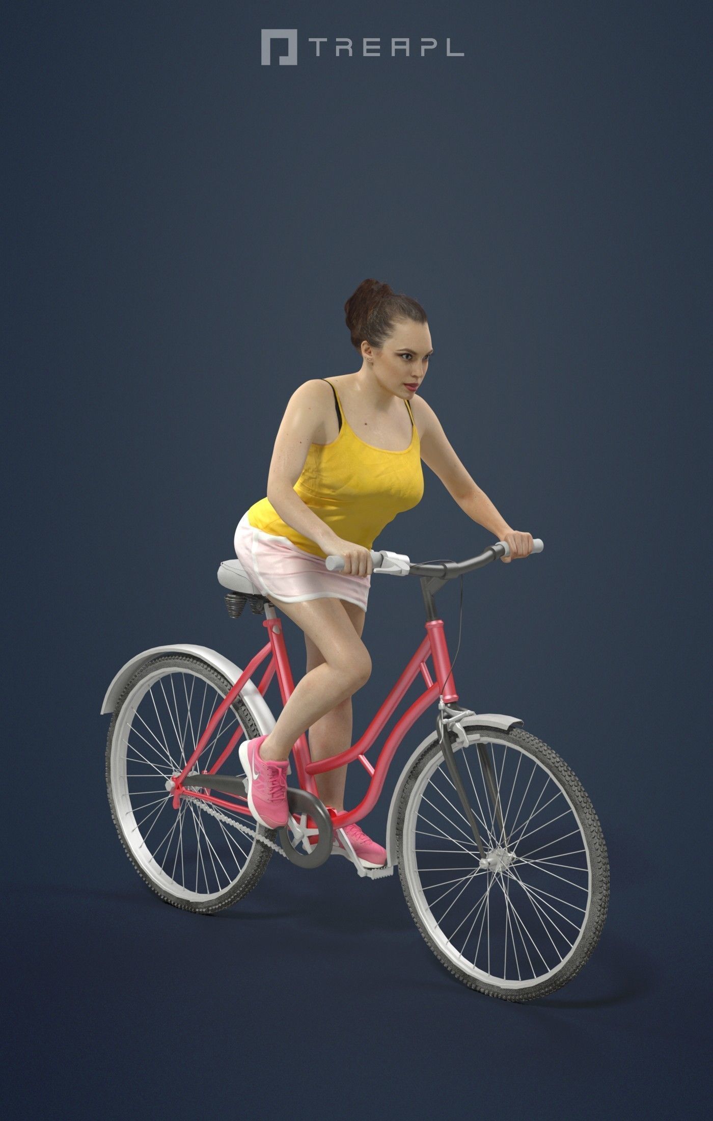 Scanned Man Woman Bike Bicycle Foreground People Volume 01 3D Model Collection_83