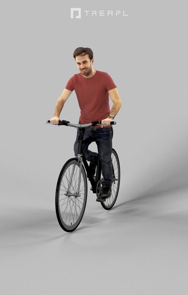 Scanned Man Woman Bike Bicycle Foreground People Volume 01 3D Model Collection_60