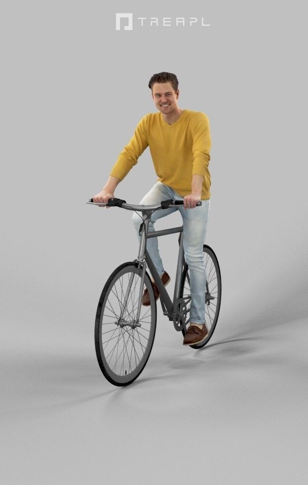 Scanned Man Woman Bike Bicycle Foreground People Volume 01 3D Model Collection_85