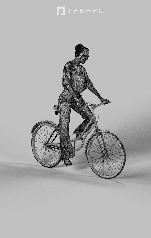 Scanned Man Woman Bike Bicycle Foreground People Volume 01 3D Model Collection_70
