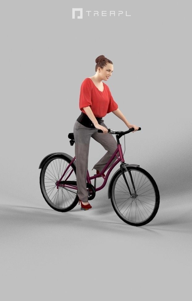 Scanned Man Woman Bike Bicycle Foreground People Volume 01 3D Model Collection_65