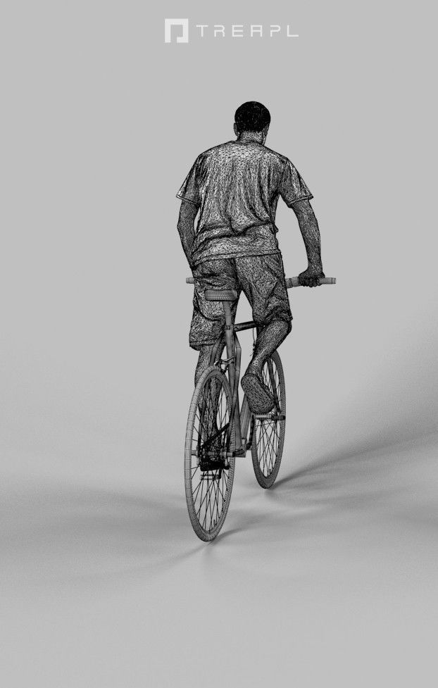 Scanned Man Woman Bike Bicycle Foreground People Volume 01 3D Model Collection_5