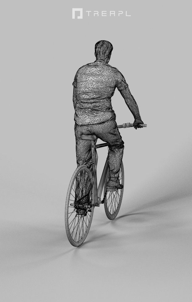Scanned Man Woman Bike Bicycle Foreground People Volume 01 3D Model Collection_28