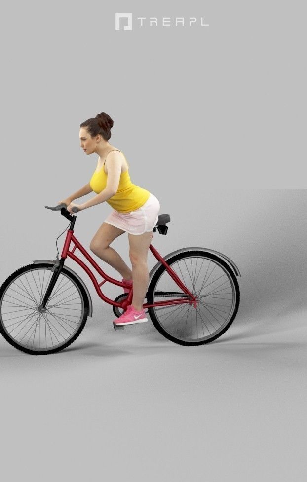 Scanned Man Woman Bike Bicycle Foreground People Volume 01 3D Model Collection_82