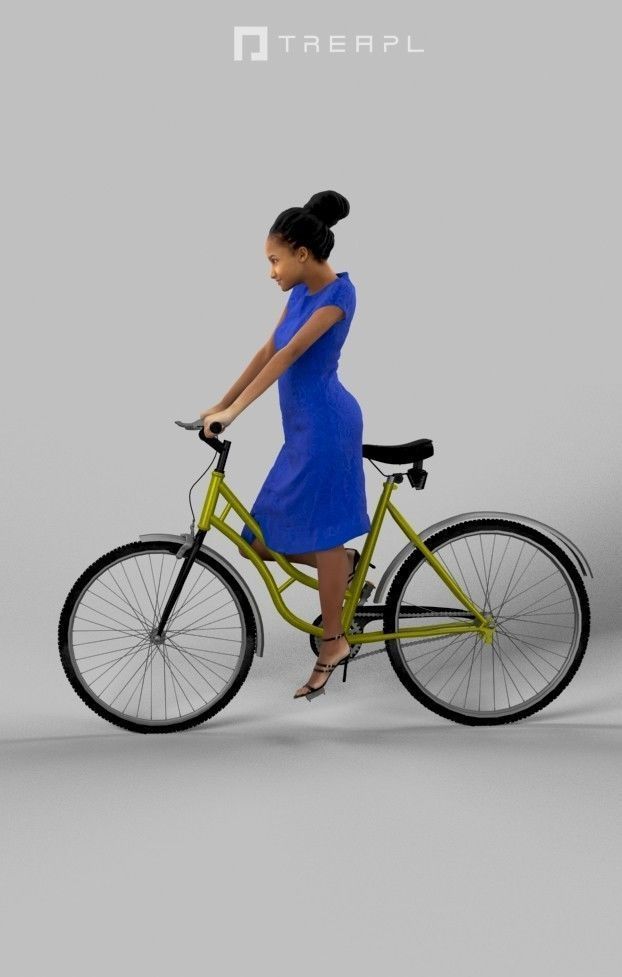 Scanned Man Woman Bike Bicycle Foreground People Volume 01 3D Model Collection_40