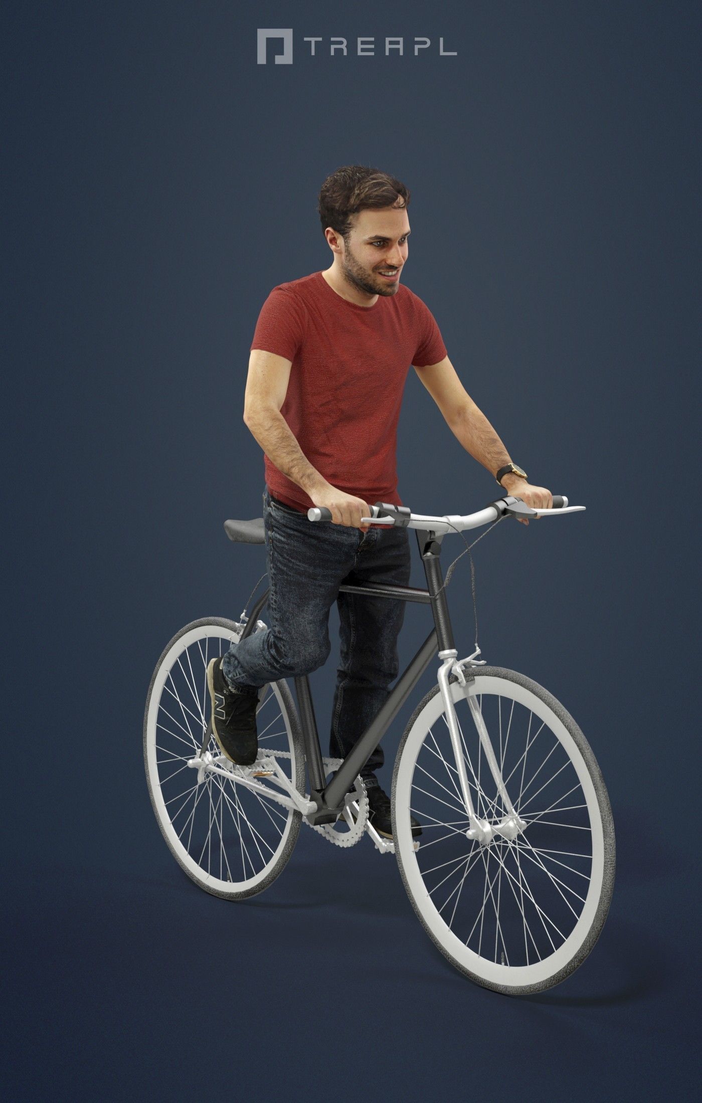 Scanned Man Woman Bike Bicycle Foreground People Volume 01 3D Model Collection_64