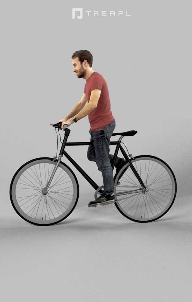 Scanned Man Woman Bike Bicycle Foreground People Volume 01 3D Model Collection_61