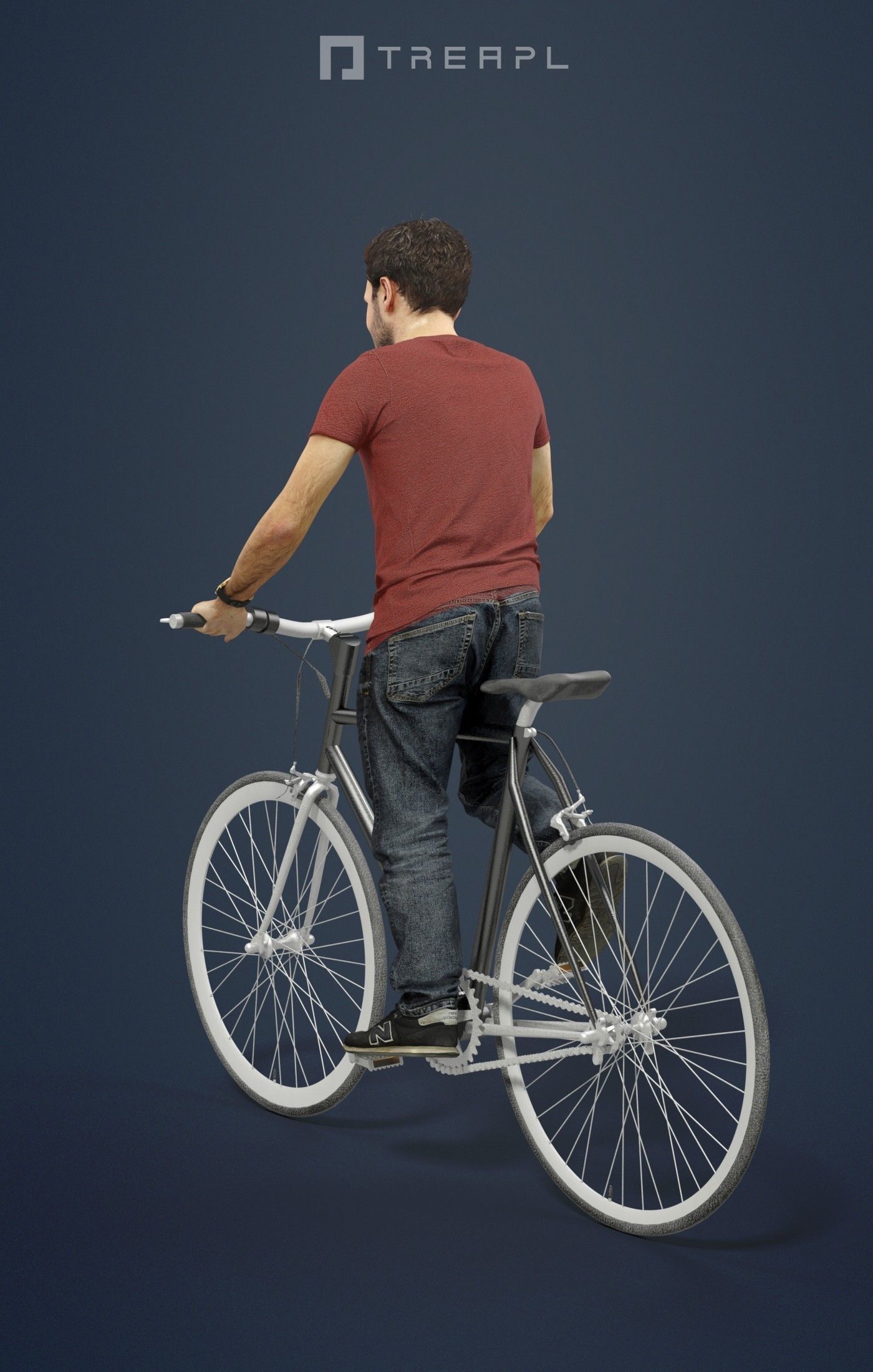 Scanned Man Woman Bike Bicycle Foreground People Volume 01 3D Model Collection_63