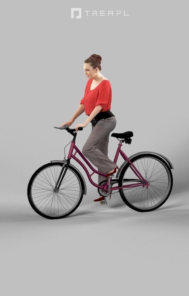 Scanned Man Woman Bike Bicycle Foreground People Volume 01 3D Model Collection_71