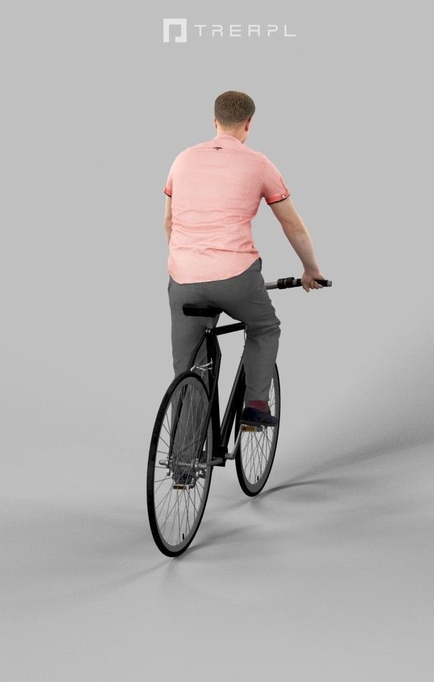 Scanned Man Woman Bike Bicycle Foreground People Volume 01 3D Model Collection_26