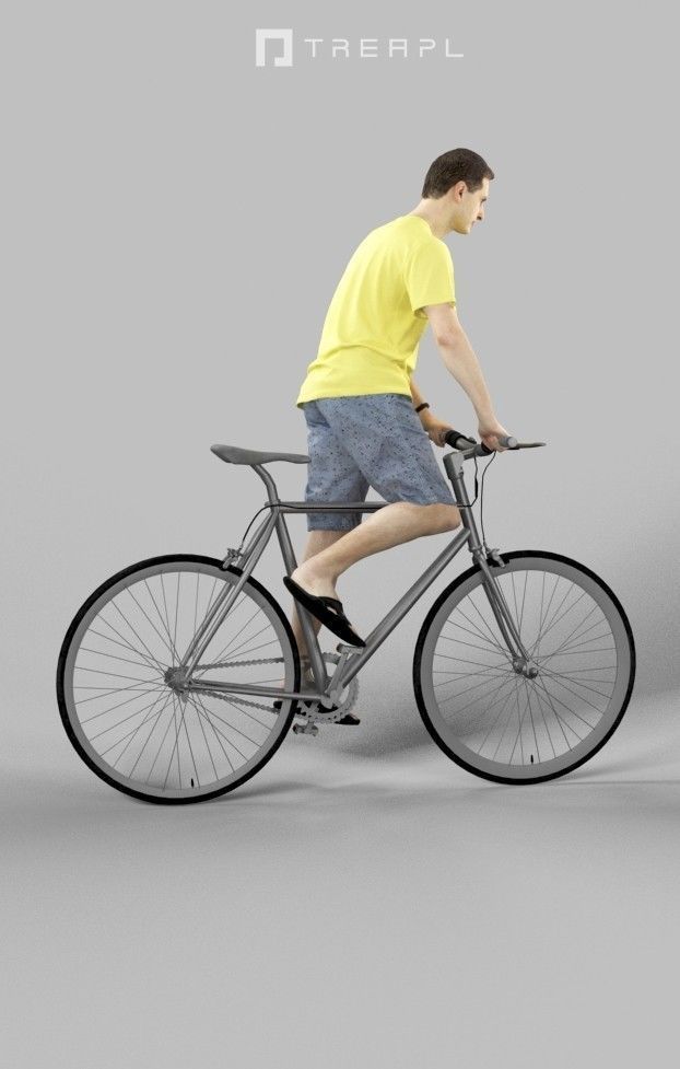 Scanned Man Woman Bike Bicycle Foreground People Volume 01 3D Model Collection_9