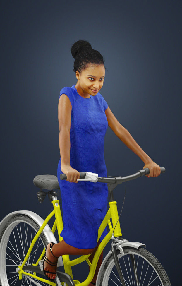 Scanned Man Woman Bike Bicycle Foreground People Volume 01 3D Model Collection_41