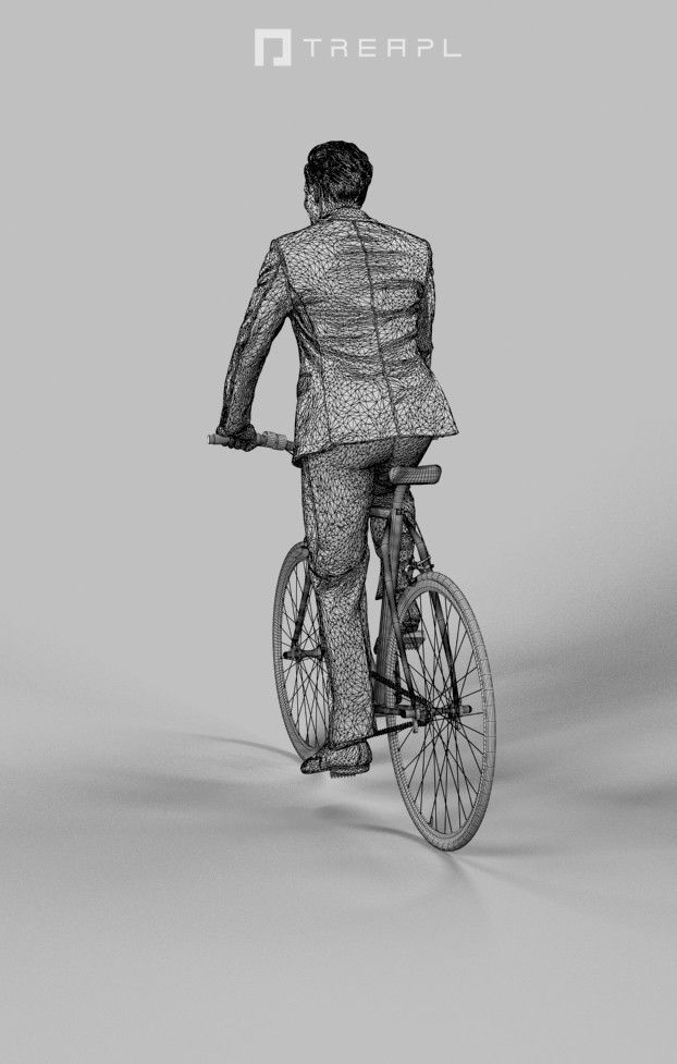 Scanned Man Woman Bike Bicycle Foreground People Volume 01 3D Model Collection_100