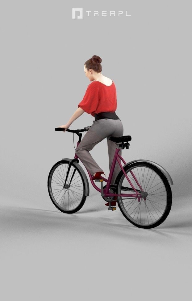 Scanned Man Woman Bike Bicycle Foreground People Volume 01 3D Model Collection_67