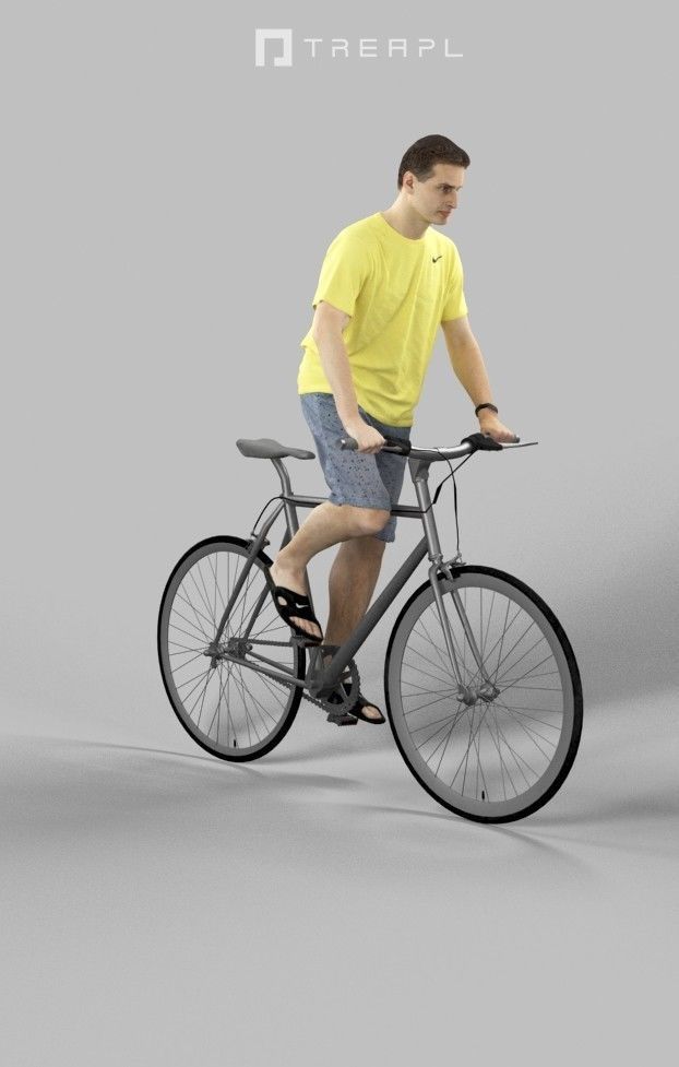 Scanned Man Woman Bike Bicycle Foreground People Volume 01 3D Model Collection_7