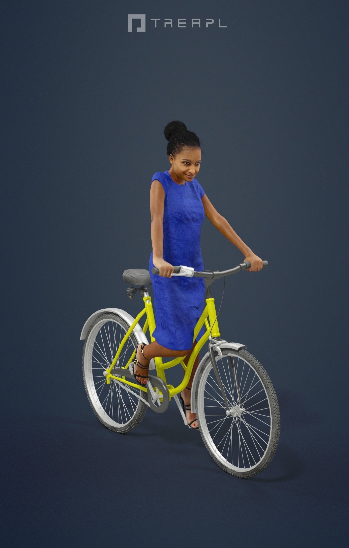 Scanned Man Woman Bike Bicycle Foreground People Volume 01 3D Model Collection_42