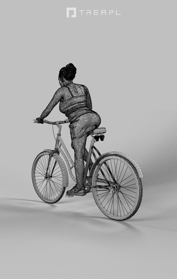 Scanned Man Woman Bike Bicycle Foreground People Volume 01 3D Model Collection_81