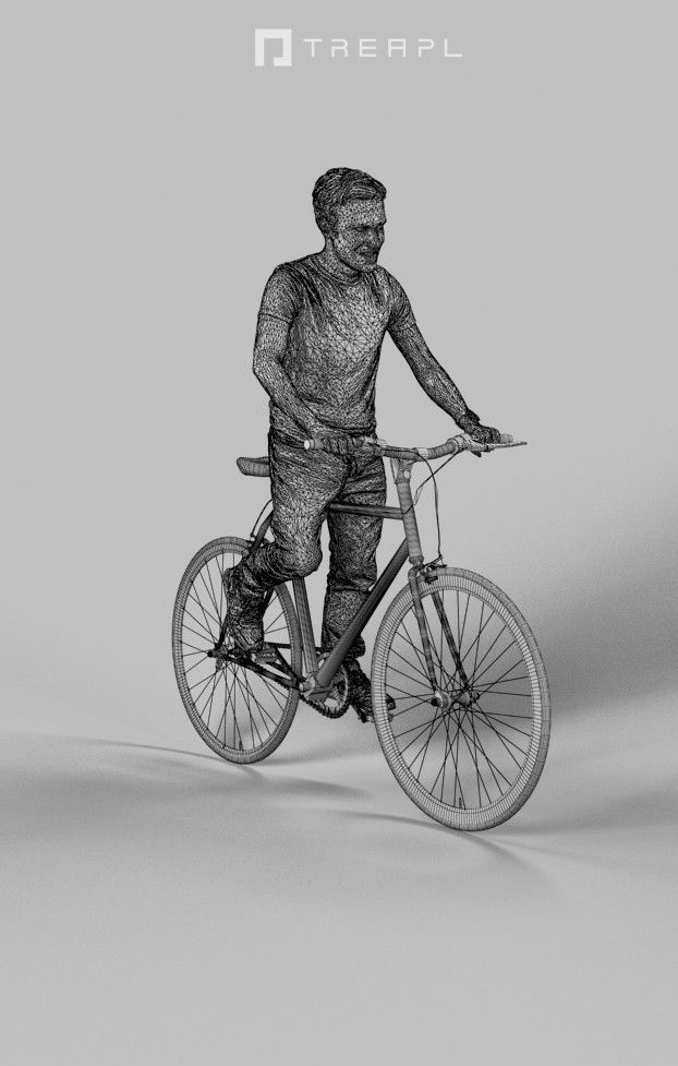 Scanned Man Woman Bike Bicycle Foreground People Volume 01 3D Model Collection_58