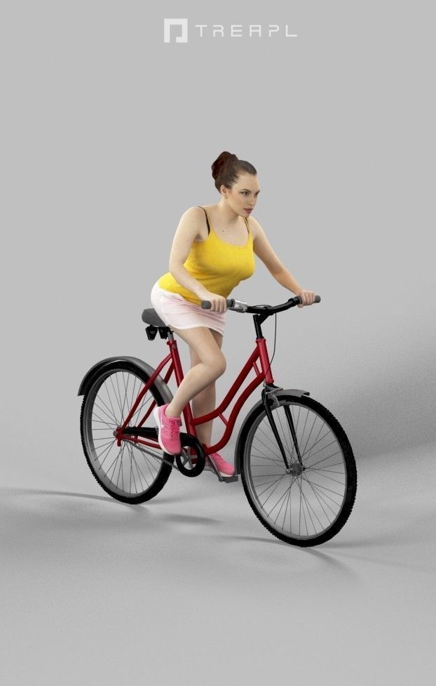 Scanned Man Woman Bike Bicycle Foreground People Volume 01 3D Model Collection_75